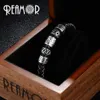 Reamor Men Men Black Leather Bracelet 316l Stains Stains Stains Viking Bead Bacelets with Strong Magnet Clasp 17-21cm 210918218z