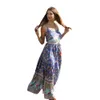 Sling Dress Elegant Woman Party Boho Short Sleeve Dresses Off Shoulder Pleated Print With Collar Style Beach Resort Puff Summer 210712