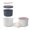 2L Microwave Steaming Cooker Double-layer Soup Cooking Box Portable Picnic Food Container 18.5*18.5*13cm 210423