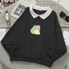 Grenouille Swearshirt graphique esthétique surdimensionné vêtements Harajuku coton pull Feminino Hoodies avec poche Kawaii à capuche pour les filles 210816