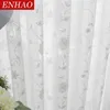 Europe White Tulle Curtain Window Screen for Living Room The Bedroom Embroidered Voile Sheer Curtain for Kitchen Door Drapes 210712