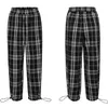 Houzhou harajuku Plaidbyxor Kvinnor Högt midja Koreansk stil Oversize Checkered Byxor för Kvinna Rak Casual Bunch Legs X0629