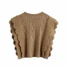 Женщины вязаный жилет-свитер V-образным вырезом жилет урезывания укупорки Top Top Top Trintic Tain 210520