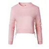 Autunno Inverno Donna Sexy Fessura Allacciatura Pullover Maglione Felpa con cappuccio Solid Manica lunga Crop Top Camicetta Felpa Ropa Mujer Plus Size 210426