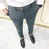 Najnowszy projekt koreańskie męskie spodnie wizytowe męskie jednokolorowe Slim Fit formalne spodnie biurowe Streetwear Man Casual do kostek