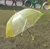 Bröllop gynnar färgstarkt klart PVC-paraply långt handtag regn solparasol se genom paraplyer sn2335