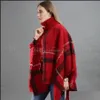 Halsdukar wraps hattar, handskar mode aessories kvinna plaid cloak lady galler poncho tröja vintage shawl cardigan tofs stick tartan vinter b