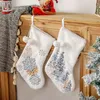 Kerstkousen Witte Stempelen Gouden Sneeuwvlok Kerstmis Ornamenten Kerst Hanger Kerstboom Decoraties Gift Bag Sokken