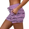 Women's Shorts Women Striped High Waist Quick Drying Drawstring Pockets Sports Short Pants Summer 2021 Yoga Womans Clothing