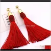 Dangle Chandelier Drop Dostawa 2021 Kobiety Długa Tassel Prosta Design Kolorowe Frędzle Kolczyki Wiele kolorów Boho Jewelry Stud Kolczyk P9nid