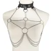 Sexy Faux Leather Body Chain Harness Women Goth Metal Fashion Rave Wear Festival Outit Jewelry Accessories