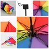 Portable arc-en-ciel pliable parapluie des femmes hommes non automatiques créatifs pliants adultes enfants suspendus et publicité pluvieuse UM5855415