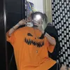 NiceMix Harajuku pumpkin Print letter T shirt Fake 2 Pieces Patchwork Casual Long Sleeve T-shirt Women And Men Streetwear Tops 220307