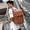 Backpack Men's Large Capacity Male Bag Business Causal Laptop Bags Soft PU Leather Waterprof Mens Schoolbag Travel Rucksack