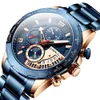 Mens klockor Crrju Fashion Rostfritt stål Business Watch Lyx Lysande Vattentät Chronograph Quartz Watch Relogio Masculino 210517