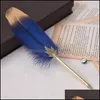 Pens Writing Office Business & Industrialgold Feather Ballpoint Vintage Elegant Roller Ball Pen Kawaii Wedding Party Signature Christmas Gif