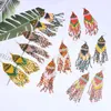 Boho Etnisk Högkvalitativ pärlstav Tassel Dangle Örhängen för Kvinnor Bohemian Green Color Seed Beads Handgjorda Franserade Smycken