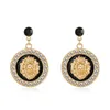 Hip Hop Gold Lion Head Stud Earring Punk Trendy Crystal Colored Enamel Fashion Basketball Wives Cocktail Costume Jewelry 220125