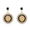 Hip Hop Gold Lion Head Stud Earring Punk Trendy Crystal Colored Enamel Fashion Basketball Wives Cocktail Costume Jewelry 220125