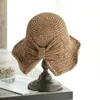 Wide Brim Hats Ladies Straw Hat Female Bow Crochet Summer Foldable Beach Children Princess Travel Sun HatWide Wend22