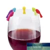 6 pièces mésanges d'oiseau marqueur de verre à vin Silicone verre à vin reconnaisseur tasse Distincteur (couleur mixte)