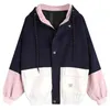 Sonbahar Kadın Mont Kadife Patchwork Boy Fermuar Ceketler Rüzgarlık ve Beyzbol Üniforma Giysileri 220105