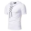 Summer Cotton T Shirt Men's Casual Shoelace Design Short Sleeves Trends Male Fitness Hip Hop Streetwear Tops Tees T-Shirts