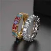 Fashion Gold Square Colored Zircon Couple Ring 2021 New