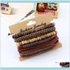 Beaded Jewelrybeaded Strands Multilayer Leather Bracelet For Women Magnet Clasp Charm Braided Wide Wrap Bracelets Bangles Female Bohemian