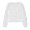 秋の白い刺繍のブラウスレトロなハイウエストショートVネックパフスリーブレースシャツの女性Blusas Mujer de Moda 10536 210521