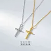Story of Summer New Punk 925 Silver Cross Thread Necklace Cold Wind Imitation Color