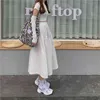 Black Gothic Irregular Pocket Cargo Pleated Skirt Women White Summer Harajuku Long Skirts For Girls Korean Punk High Waist 210421