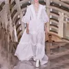 Zomer elegante vrouwen lange partij witte kant borduurwerk losse maxi strand jurk 210415