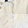 Dentelle Fleur Mesh Femmes Robe Été Lanterne Manches Blanc Longue es Pour Fête Vintage Femme 2 Pièces Ensembles 12041 210512