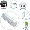 Luces de tubo led en forma de V T8 integradas 3 pies 4 pies 5 pies 6 pies 8 pies iluminación de la puerta del refrigerador 4 filas luces de la tienda tubos fluorescentes accesorio