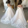 Bloem meisjes jurken voor bruiloften handgemaakte bloemen boog sjerp baby kind verjaardag feestjurk eerste communie jurk