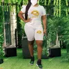 Shorts Sets Summer Casual Fashion Short Sleeve T-shirts&shorts Knitted Tracksuit Women Lip Print Sport Fitness Solid 210513