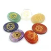 7 Chakra loose gemstones crystal stone natural aura treatment gem carving round oval symbol rolling polishing for meditation crafts