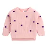 Dots Crochet Sweater Girls born Baby Boys Knit Pullovers Spring Outerwear Children Knitwear Tops Long Sleeve Jumpers Grey 210417
