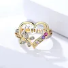 Cluster Rings Yo Top Quality Mothers Day Gift Mom Hollow Out Design Heart Butterfly Crystal Ring Women Mum Bague