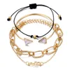 Bohemian Gold Beads Pearl Link Chain Armband för kvinnor Mode Multilayer Armband Set Charm Bangles Smycken Punk