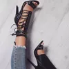 Sexy Gladiator Drop Women Pumps Peep Toe кружев по перекрестному галстуке Высокие каблуки Тонкие вечеринки Обувь Boussac Сандалии