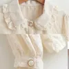 Automne Solid White Tops Fairy Office Lady Vêtements avec Button Blusas Murffon Blouse Femmes Long Manche à manches longues 10351 210518
