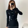 Korobov Koreanische Frauen Büro Dame 2 Stück Sets Vintage Taste Elegante Strickrock Weibliche Anzüge Sexy Schlank Bandage Frauen Outfits 210430