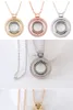 Silver Gold Rotatable Locket Necklace Crystsasl Round Pendant with chains for women DIY fashion jewelry will and sandy