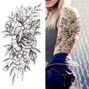 Realistic Fake Temporary Tattoos For Women Girl Black Rose Elephant Flower Tattoo Sticker Tiger Tatoos Half Sleeve