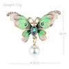 Elegancki Urok Butterfly Zwierząt Pearl Broszka Kobiety Rhinestone Biżuteria Kolorowe Insect Pins Vintage Moda Prezenty