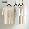 Toppies verão t-shits mulher meninas impressão abstrata camisetas Casual manga curta 100% algodão tops Tees 210401