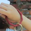 O Silikelagel Wear Armband Keychain for Girls Jewets Gifts Trendy Simple Bamboo Style Circle Wristlet Keychains Bangle unisex5131285