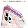 Coques de protection d'écran PET intégrées pour iPhone 13 Pro Max 12 11 8 7 SE2 360 Full Geometric Flower Marble Chrome Stock Hybrid Layer IMD TPU Bumper Phone Covers